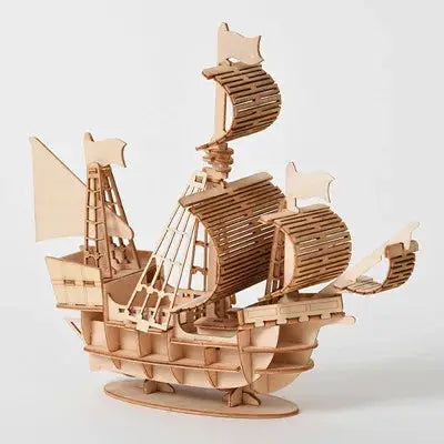 DIY 3D Wooden Puzzle Kit For Assembly Laser Cut Sailing Ship Biplane Steam Locomotive Train Toy For Adults And Kids