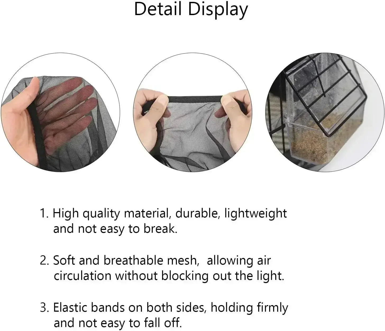 Simples Market mesh bird cage cover net; stretchy black breathable fabric with elastic edges for parrots
