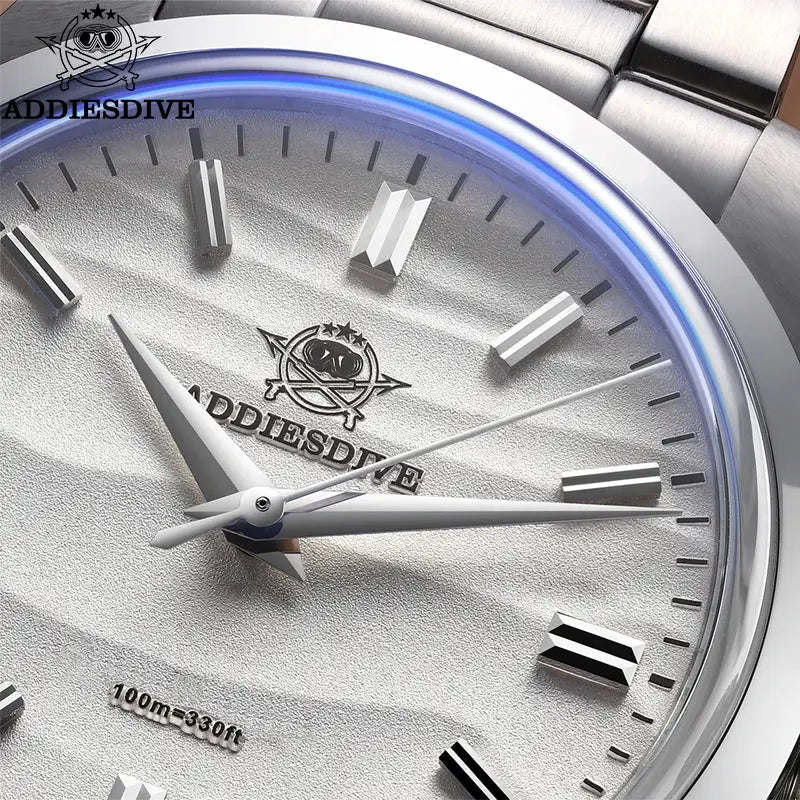 Addiesdive AD2030 Quartz Watch 36mm Stainless Steel Dive Wristwatch With Bubble Glass 10 Bar Water Resistance