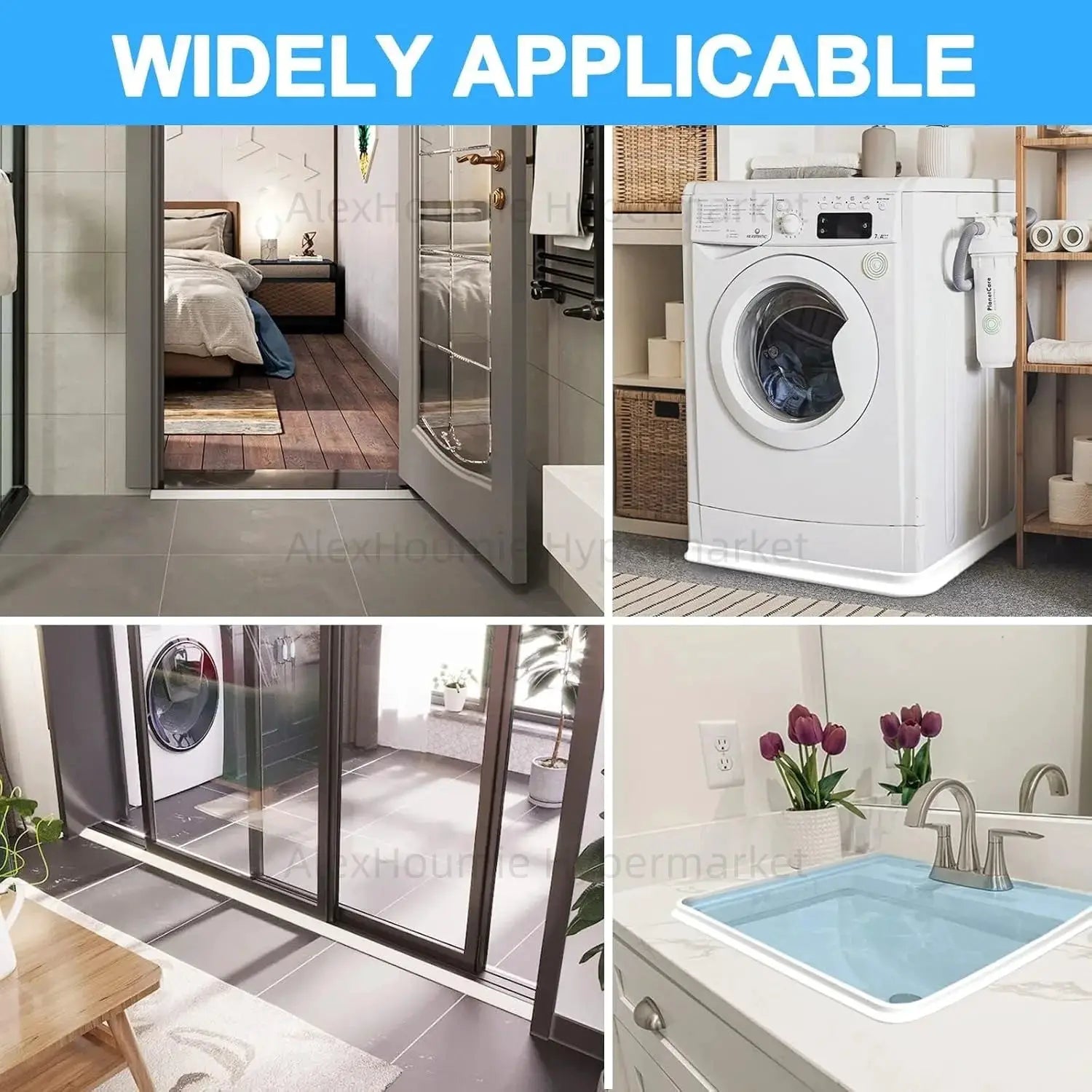 Simples Market collapsible shower water dam threshold barrier for dry-wet separation; versatile bathroom, laundry and home use
