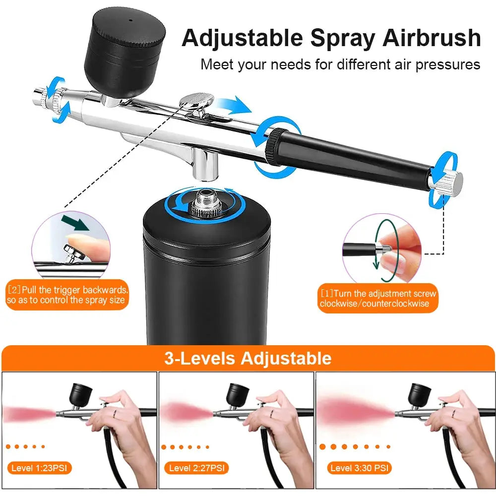 Portable Airbrush Kit With High Performance Compressor For Nail Art Cake Decorating Craft