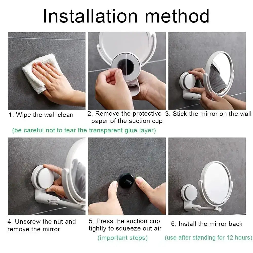 Simples Market white rotating plastic folding suction round bathroom vanity mirror with wall-mount suction cup