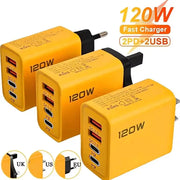Four Port USB C PD Charger With Quick Charge 3.0 Type C Fast Charging For iPhone 16 15 Samsung Xiaomi Huawei