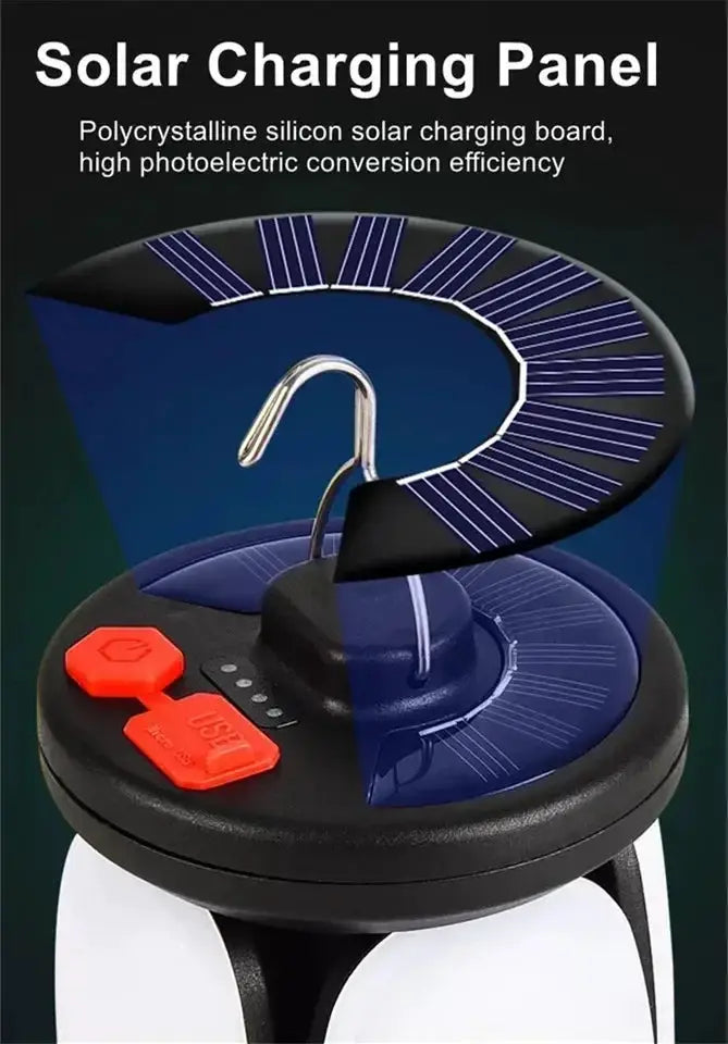 Outdoor LED leaf camping lamp by Simples Market with solar panel and USB rechargeable
