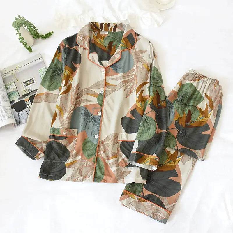 SilkyNest 100 Percent Viscose Pajama Set For Women Long Sleeve Trousers Plus Size 3XL Breathable Spring And Summer Nightwear