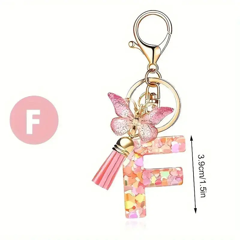 Customizable A To Z Letter Keychain With Resin Pendant Metal Holder Lobster Clasp For Keys Bags And Cars