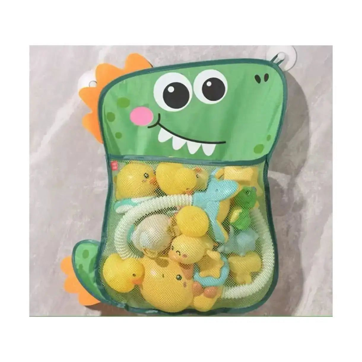White Baby Bath Toys Storage Mesh Bag With Strong Suction Cups For Kids Toddlers Bathroom Organizer