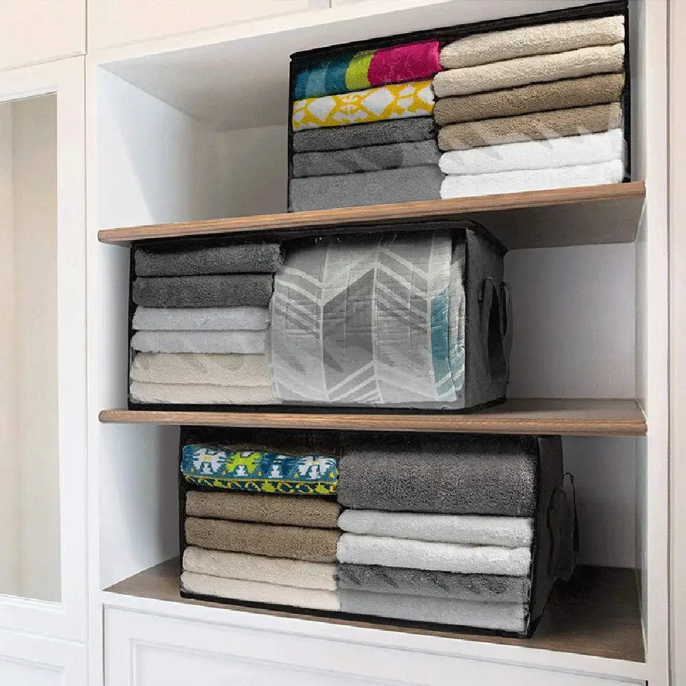 Large Capacity Foldable Non Woven Clothes Storage Bag With Lids Zipper Wardrobe Organizer For Quilts And Blankets