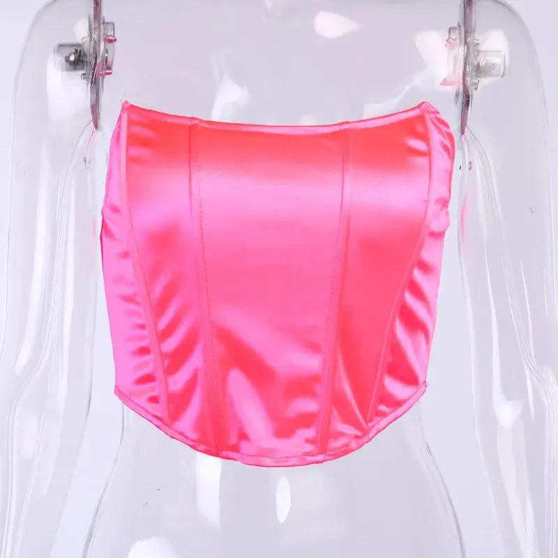 VelvetNova Sleeveless Off Shoulder Corset Crop Top Backless Bustier With High Stretch Velvet