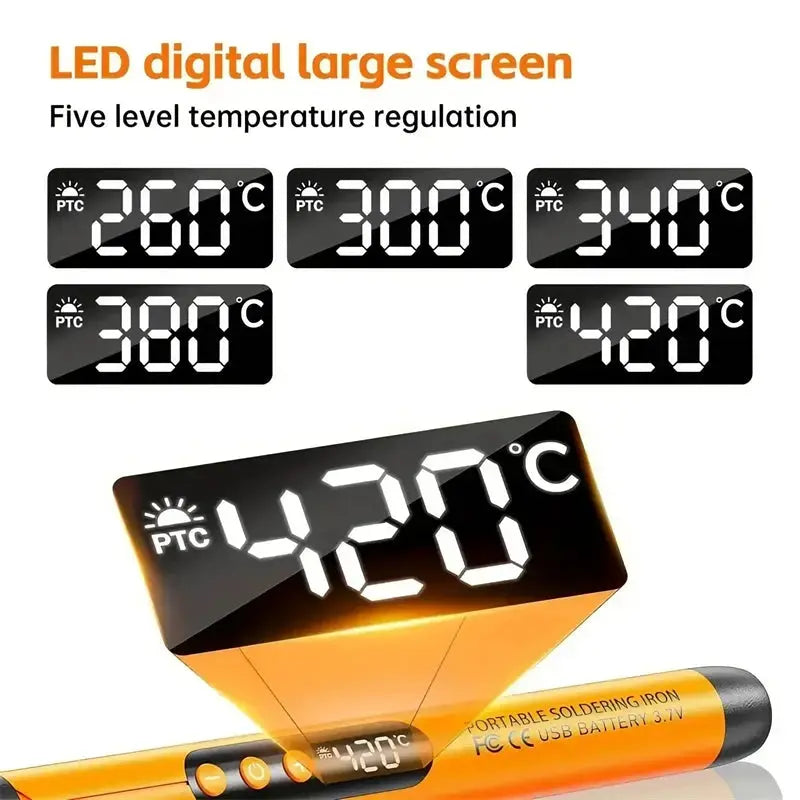 USB Soldering Iron Kit Mini Digital Adjustable Temperature Type C Interface Portable Welding Tool