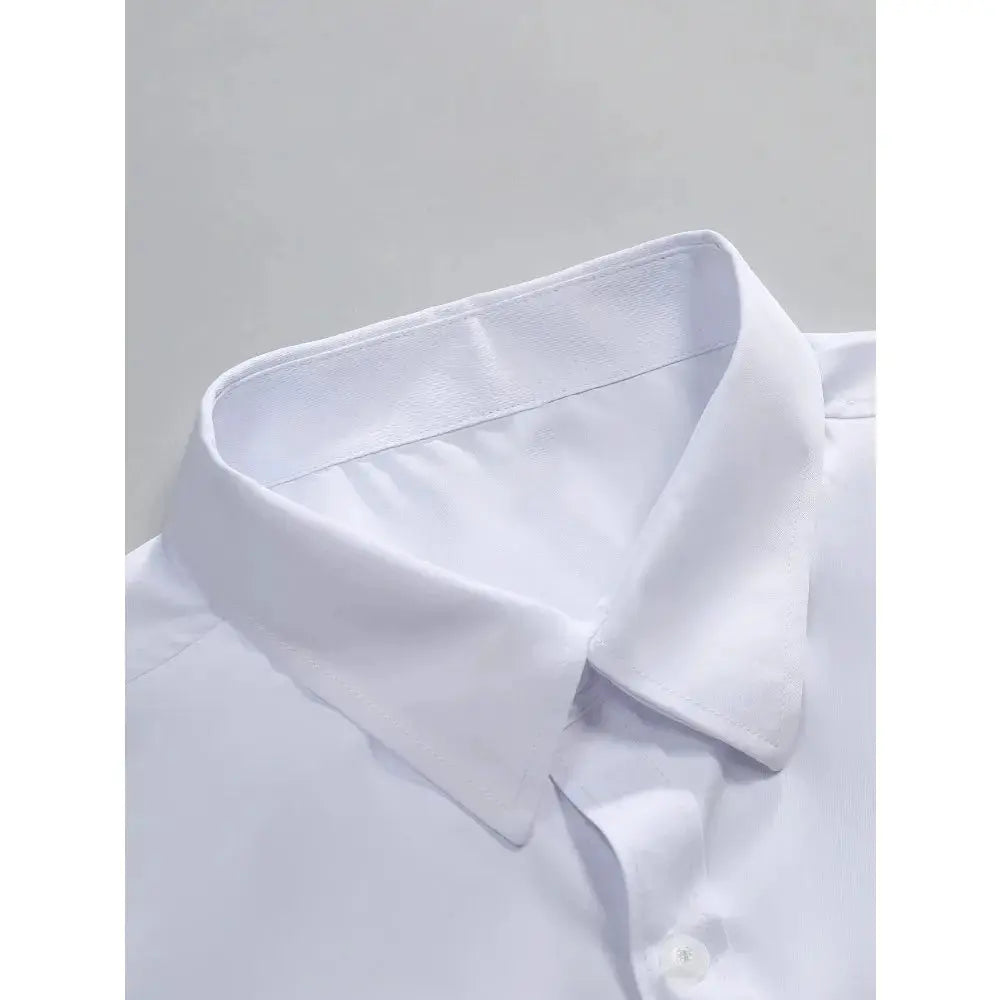 2025 Men's Solid Color Long Sleeve Shirt Elastic Smart Casual Four Season Business Shirt