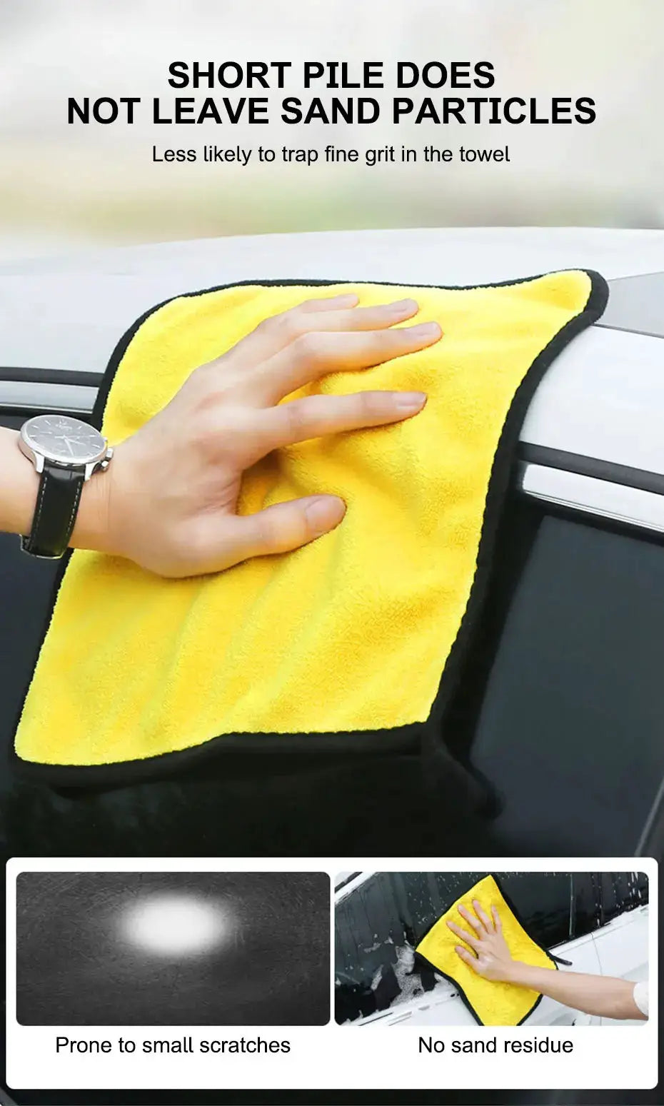 SEAMETAL microfiber car wash towel, yellow absorbent drying cloth for detailing