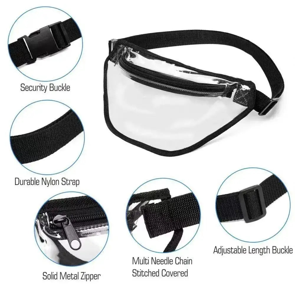 Waist pack transparent PVC pouch with black nylon strap, adjustable waterproof phone pouch for swimming — Simples Market