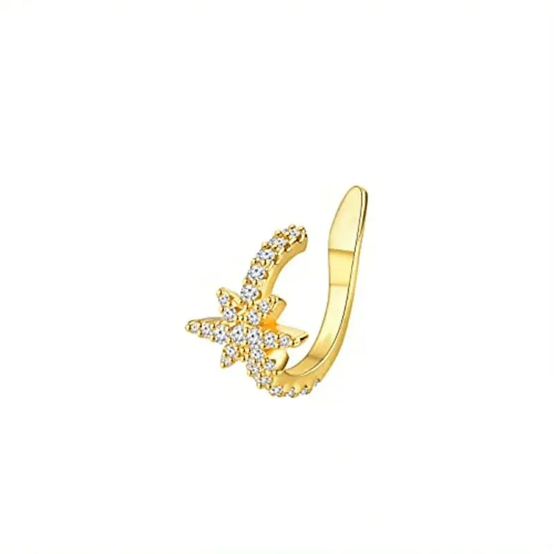 Cute Metal Leaf Earcuff Clip On Earring For Women And Girls No Piercing Cartilage Earring
