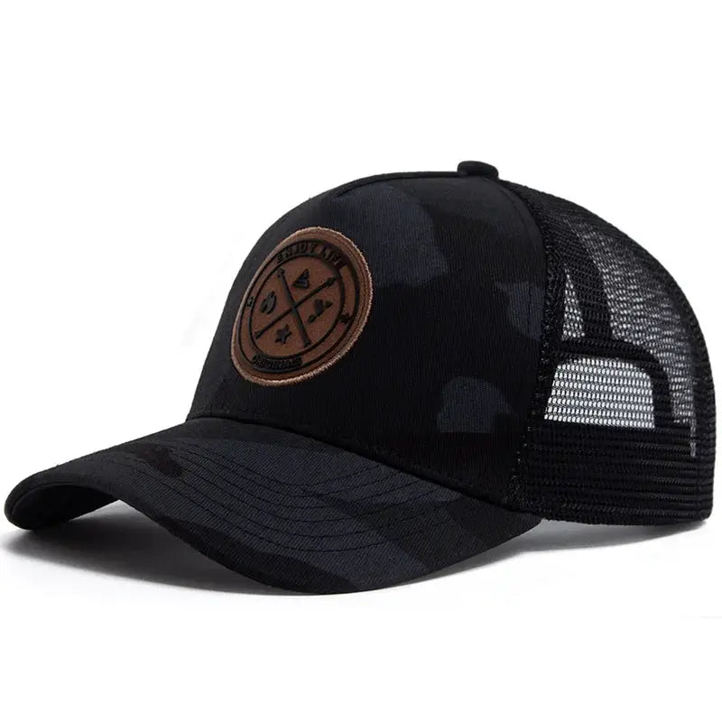 Summer Mesh Baseball Cap For Women And Men ENJOY LIFE Patch Snapback Breathable Unisex Street Hip Hop Trucker Cap