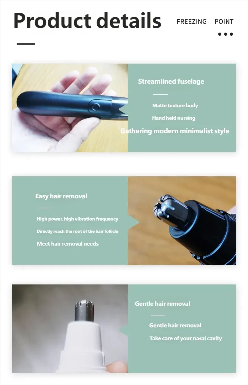 Electric nose hair trimmer kit by Simples Market; black handheld grooming tool for nose, ear and eyebrow trimming.