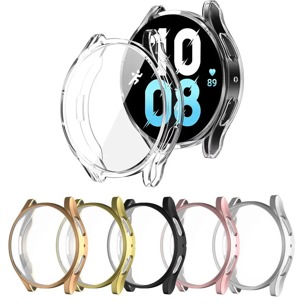 Simples Market Soft TPU protective watch cases for Samsung Galaxy Watch 4/5/6/7; 7-piece clear and color variants.