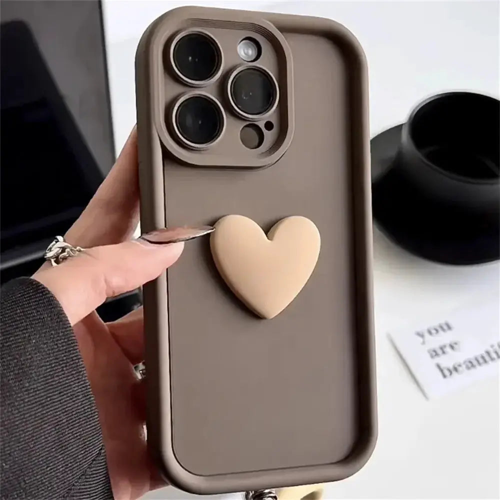 LuxCase 3D Love Heart Silicone Phone Case For iPhone 11 Through 17 Shockproof Candy Color Protection