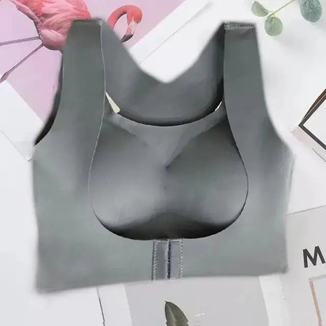 Posture correction bra seamless grey; Simples Market adjustable back-closure bralette