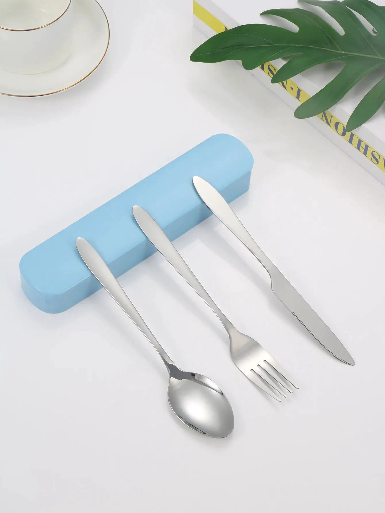 3 Piece Portable Stainless Steel Dining Set For Students With Compact Case Knife Fork Spoon Eco Friendly