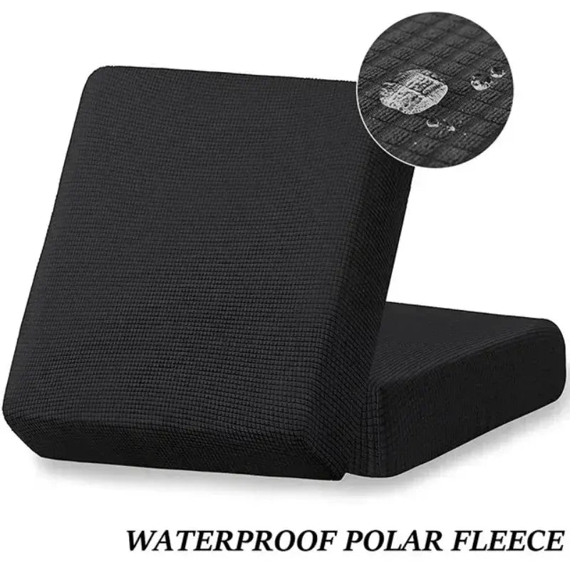 Sofa seat cushion cover black jacquard fleece; elastic and removable