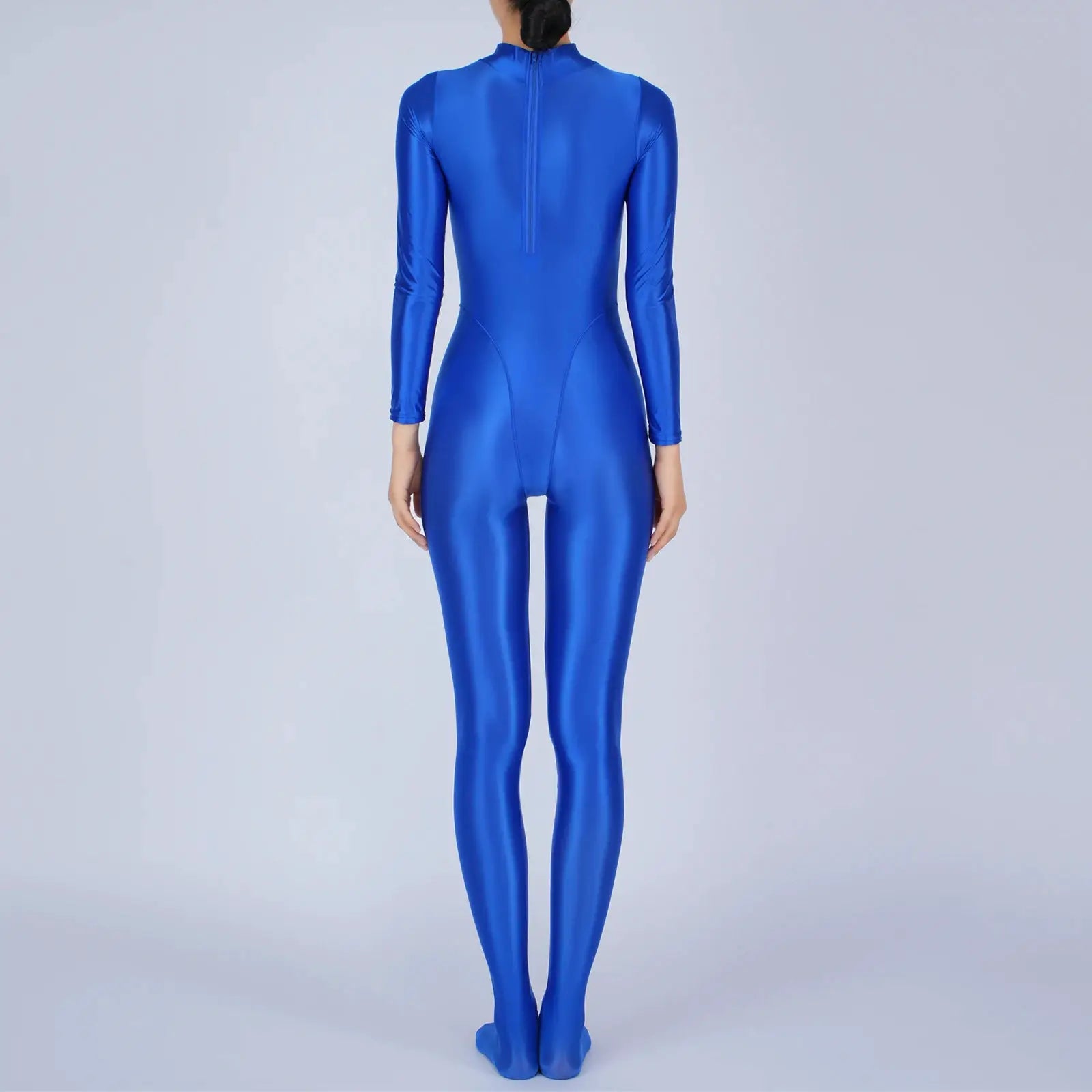 Blue Simples Market women's solid full-body jumpsuit with long sleeves and footed legs