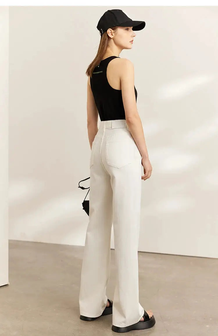 Amii Minimalism Vintage Denim Jeans Women Loose Wide Leg Autumn Pants