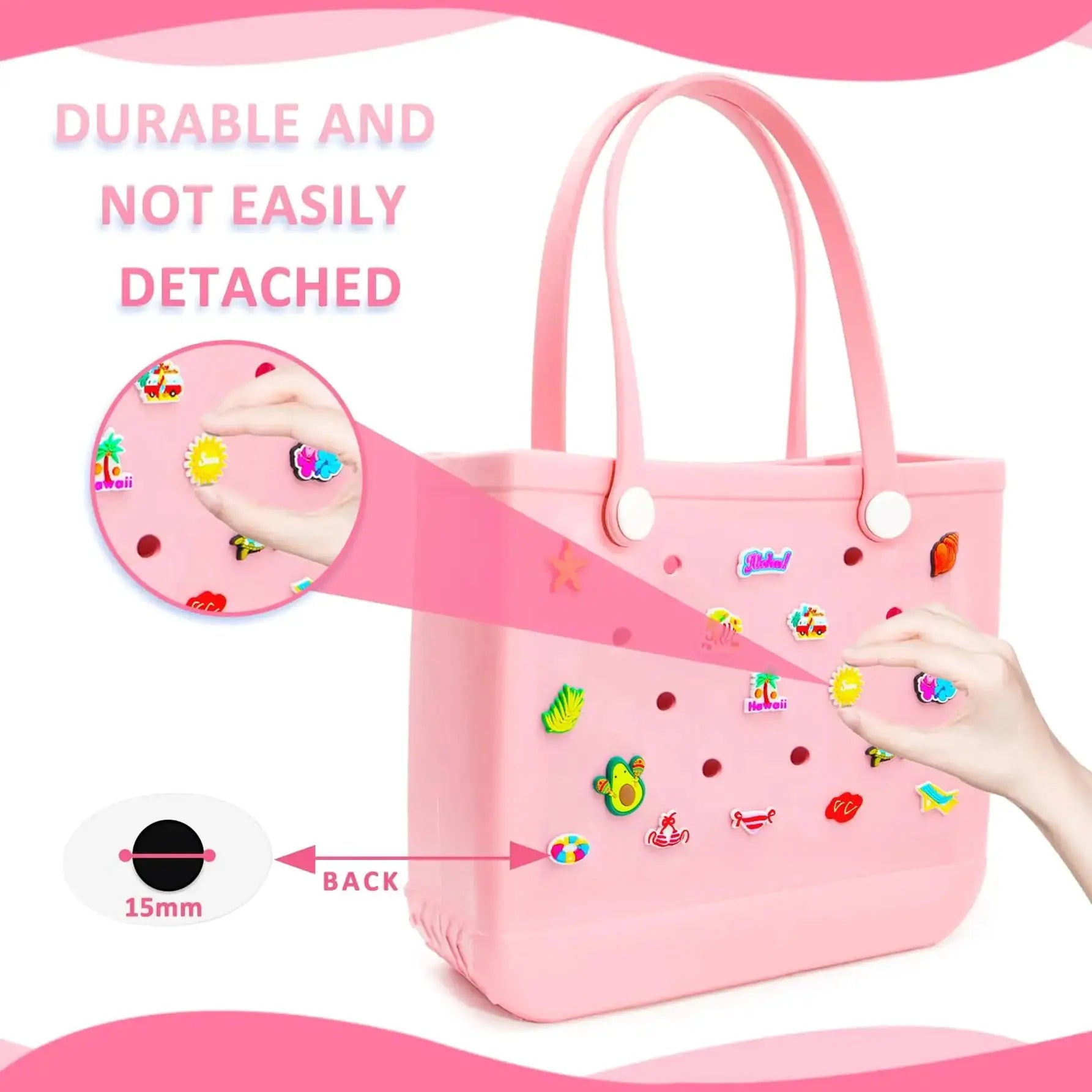 18 Pieces Rubber Bag Accessories Random Pairing Decorative Buckles for Women Beach Tote Handbag Summer Decoration