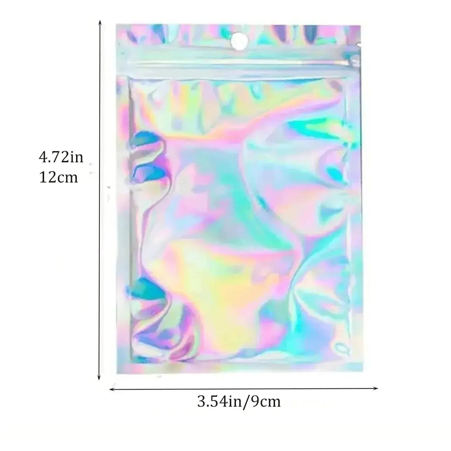 100 Pcs Holographic Bags Rainbow Pattern Self Sealing Candy Bags Front Window Sample Bag For Jewelry Gift Packaging