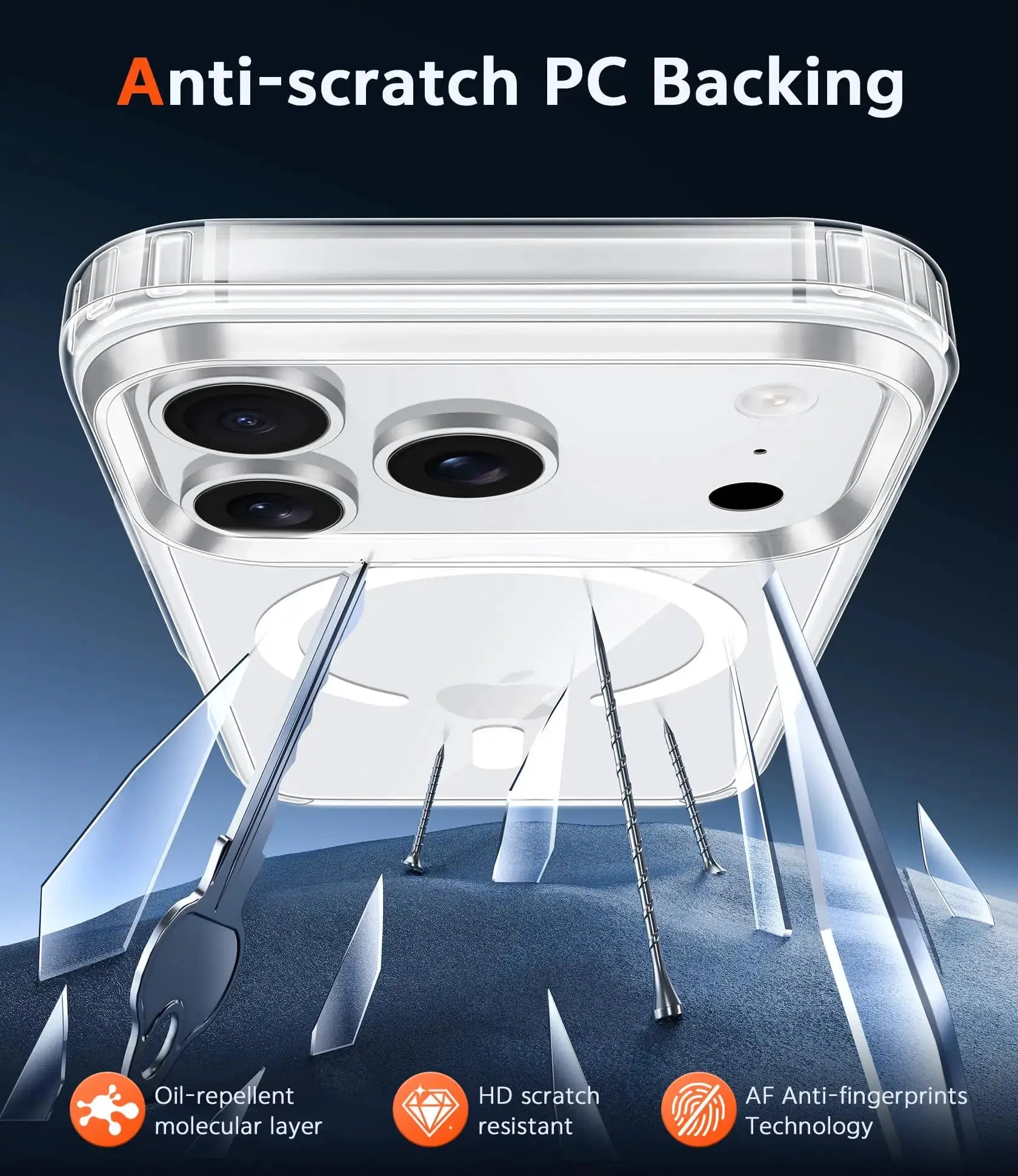 Transparent magnetic iPhone case with anti-scratch PC backing by Simples Market.