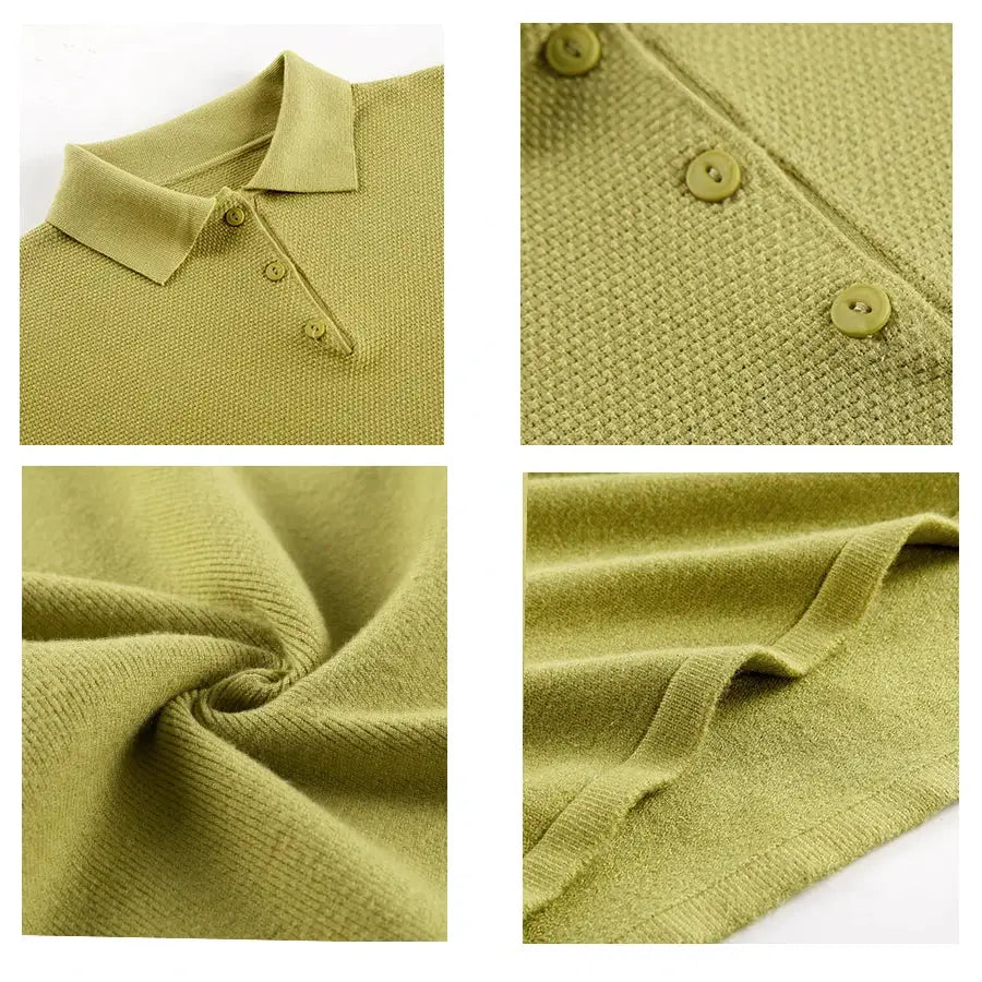 Hirsionsan Winter Women Knitted Set Polo Neck Sweater Wide Leg Pants