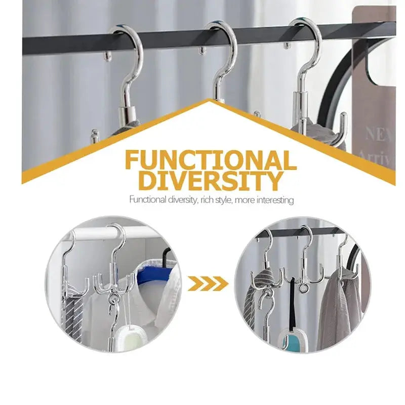 Multifunctional Rotating Clothes Hook Punch Free Installation 4 Claw Coat Hanger For Belts Scarves Ties And Accessories
