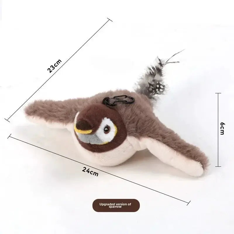 Hot Cat Interactive Catnip Bird Toy USB Rechargeable Touch Activated Squeaky Plush With Flapping Wings