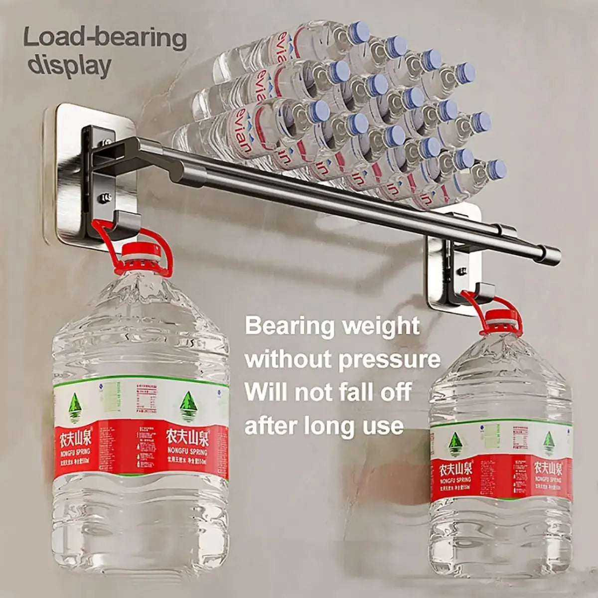 NovaWall Wall Mounted Towel Rack With Two Bars No Drill Installation For Bathroom And Kitchen