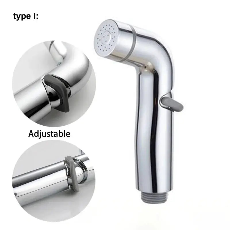 Bidet handheld shower head by Simples Market, white-silver ABS with adjustable spray nozzle and holder