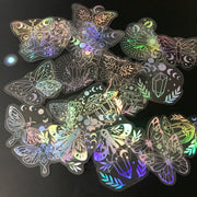 40 Pcs Holographic Glitter Stickers PET Transparent Waterproof Decorative Decals For Water Bottles Laptops Scrapbooking