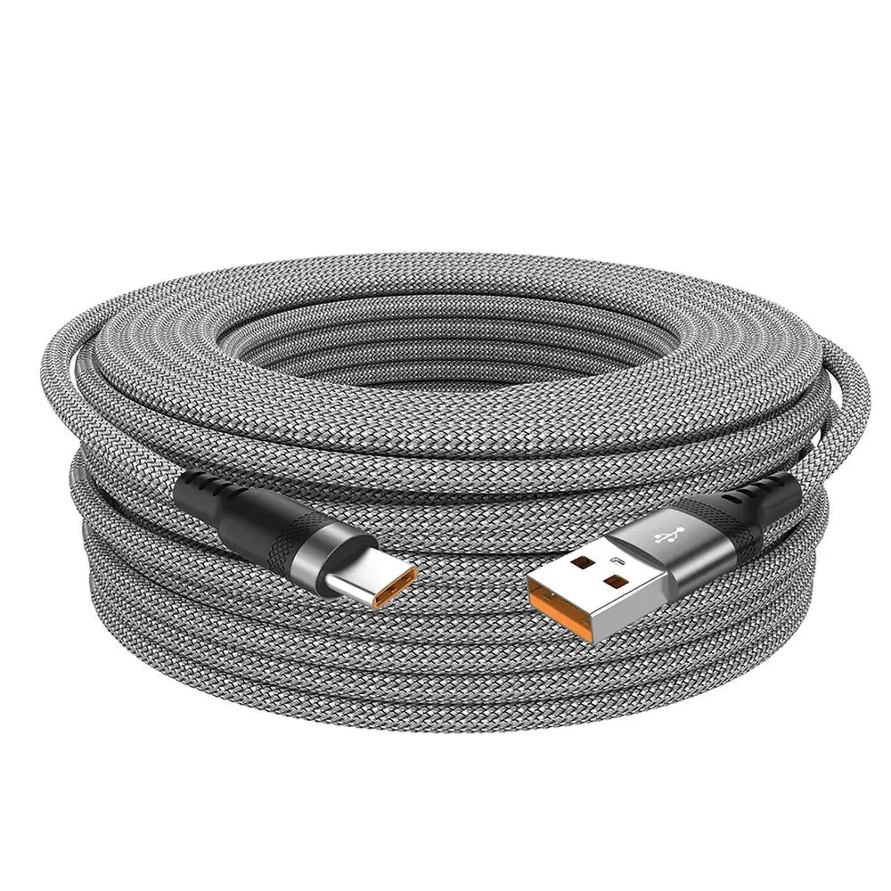 USB-C to USB-A braided charging cable, 5A fast charge, gray nylon braid, Simples Market
