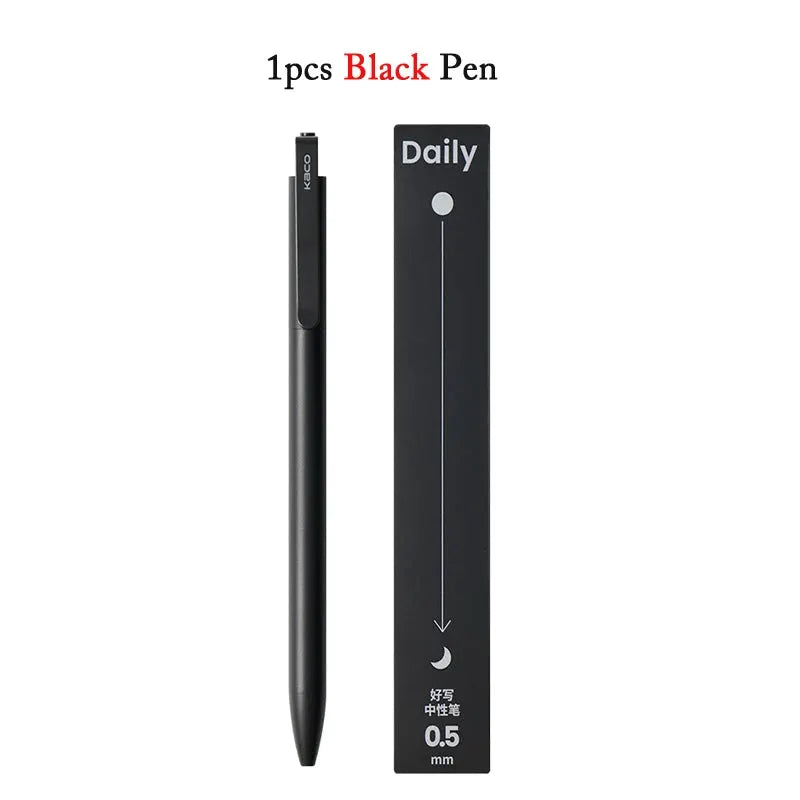 KACO gel pen, black metal clip pen with 0.5mm tip; Simples Market brand with packaging