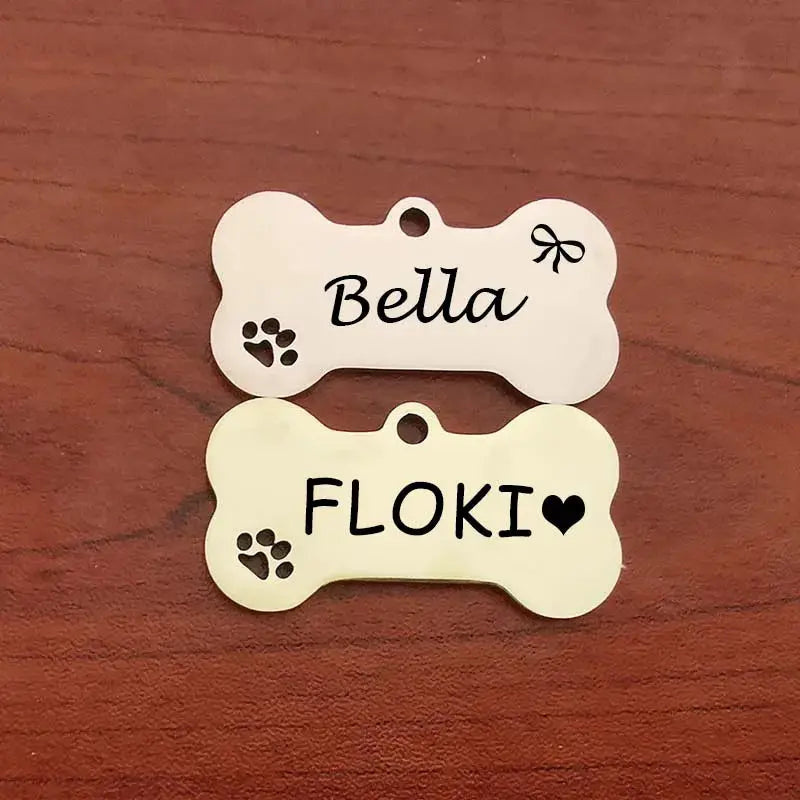 Personalized Pet ID Tag With Free Engraving Engraved Stainless Steel Bone Or Paw Shape Keychain For Cats And Dogs