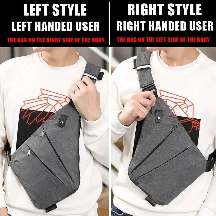 Chest bag by Simples Market, gray waterproof anti-theft crossbody messenger bag for men