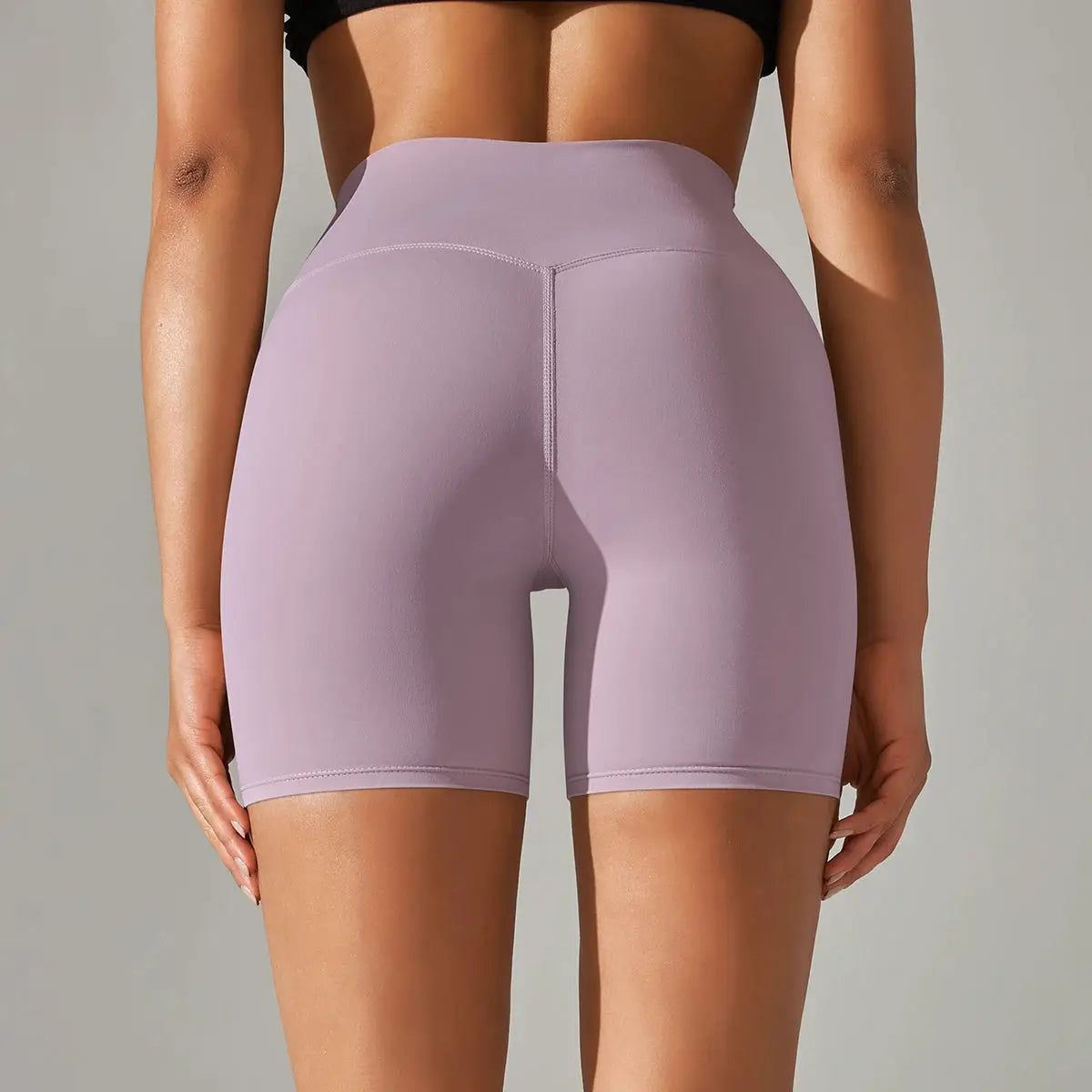 Simples Market lavender high-waist women's yoga shorts, squat-proof and quick-dry for workouts