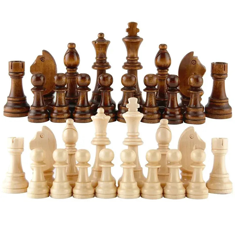 32 Piece Chess Set Complete Chessmen International Style Wood and Resin Pieces for Entertainment Accessories