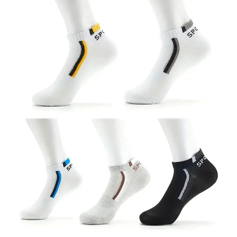 Men Ankle Socks Set 5 To 30 Pairs Breathable Odor Proof Sweat Absorbing Letter Sports Style Invisible Running Socks