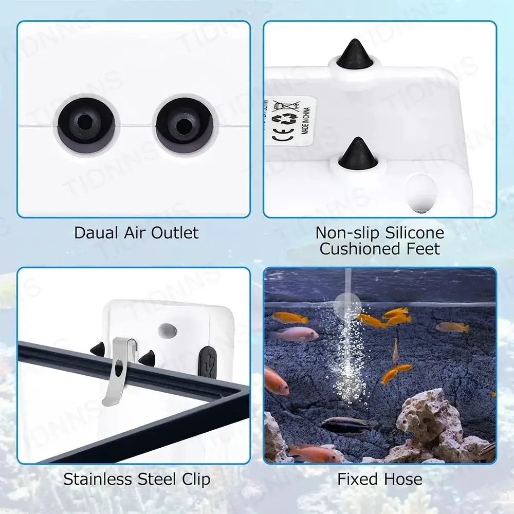 Rechargeable Aquarium Oxygen Air Pump USB Lithium Battery 6000mAh Portable Dual Use For Household And Outdoor Fishing
