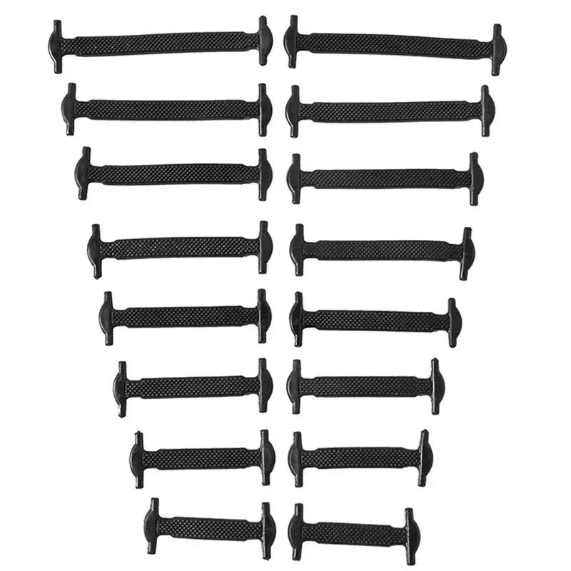 Elastic silicone shoelace set, 16-pack for sneakers, black no-tie laces by Simples Market