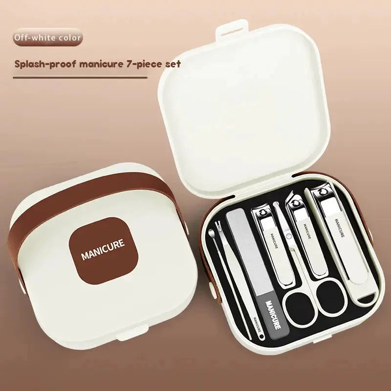 Anti Splash Nail Clipper Set 7 Piece Manicure Kit With Protective Clippers For Precise Nail Care