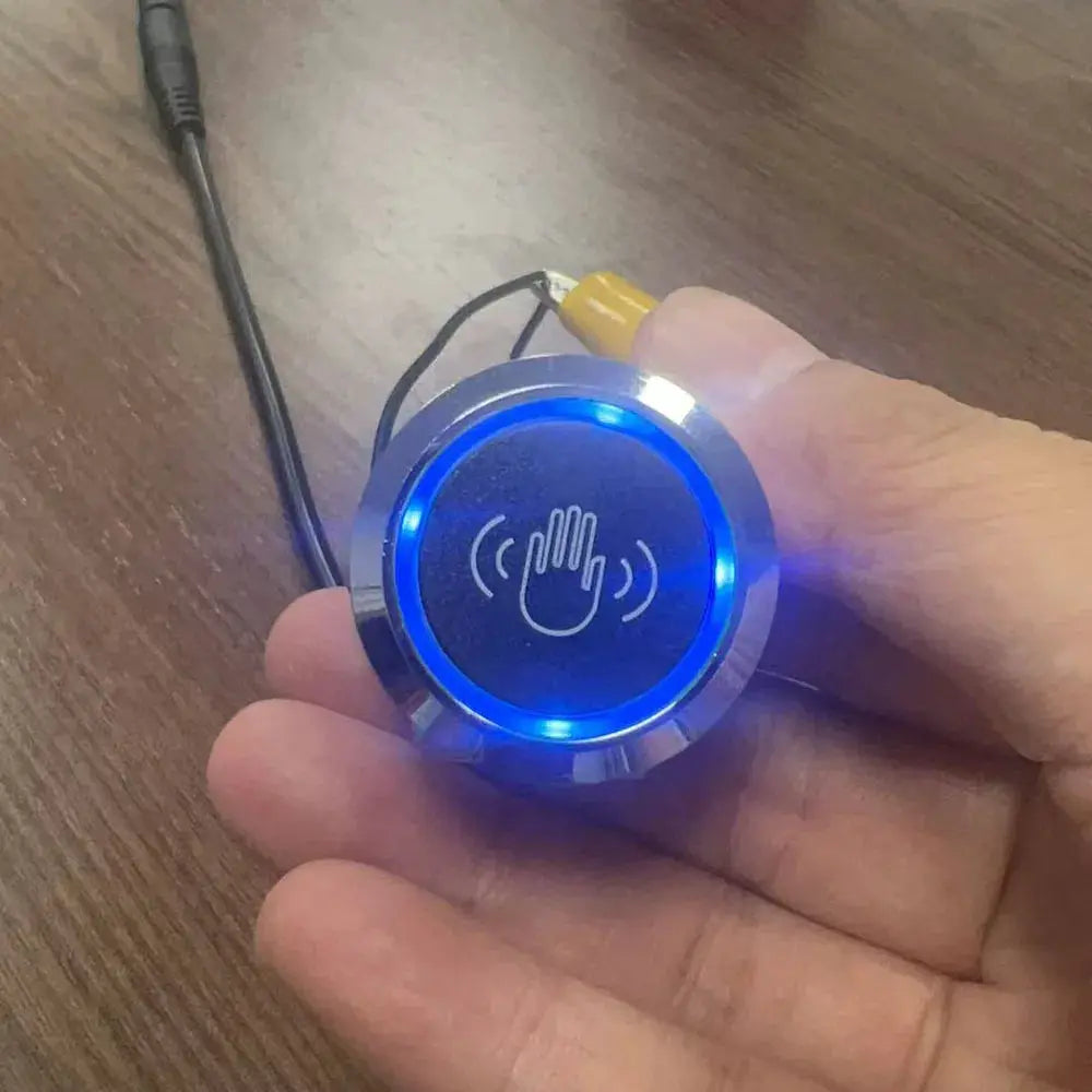 Door exit button release push switch, round metal with blue LED ring for access control, DC9-24V