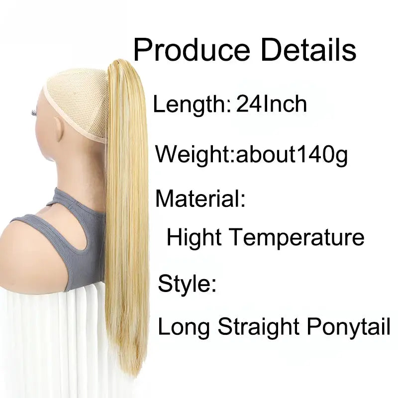 24-inch clip-on ponytail hair extension by Simples Market, synthetic blonde
