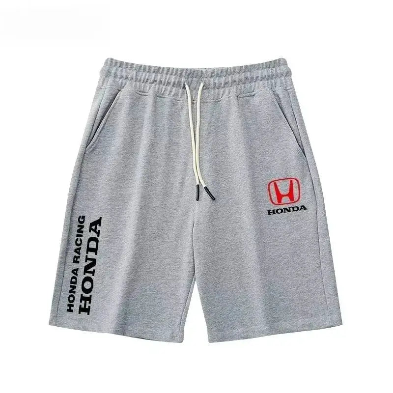 Cycling shorts, gray Honda-branded with white drawstring, side pockets, unisex