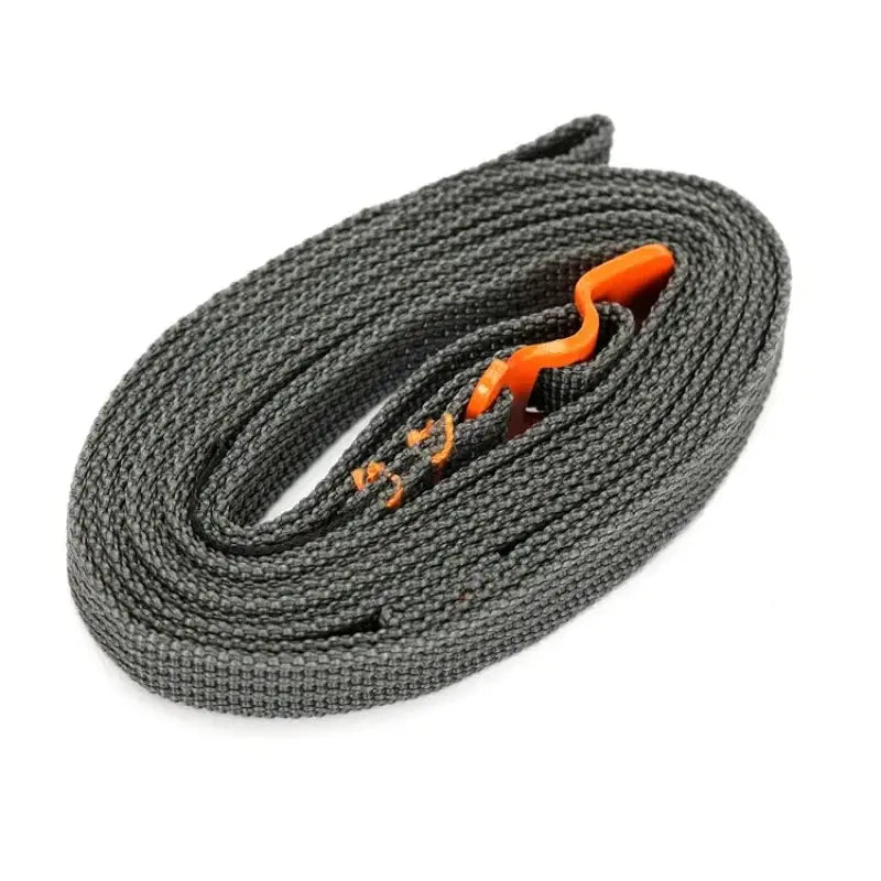 Luggage strap by Simples Market, gray braided nylon with orange quick-release buckle